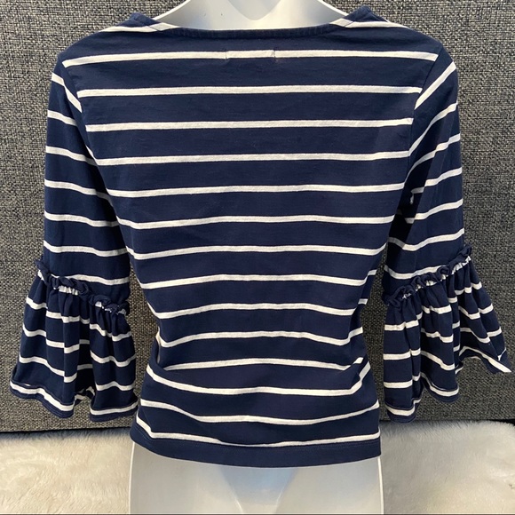 Madewell Irwin Stripe Ruffle Bell Sleeve Blouse XS - Picture 7 of 7
